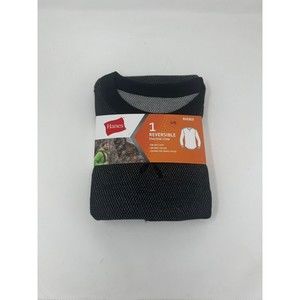 Crew Neck Thermal Waffle Base Top Long Sleeve Black Reversible Men's Hanes Large